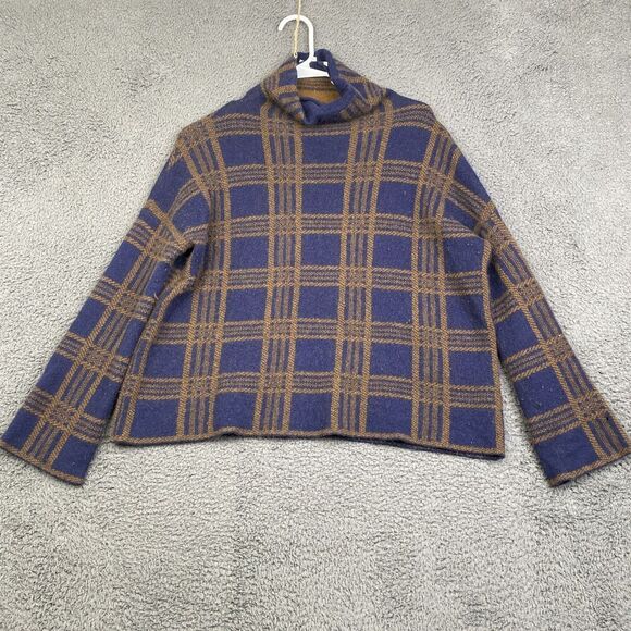 Vince Sweater Womens Small Plaid Wool Cashmere Blend Pullover Turtleneck - Picture 1 of 14